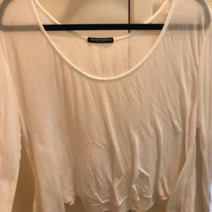 white thin long sleeve blouse